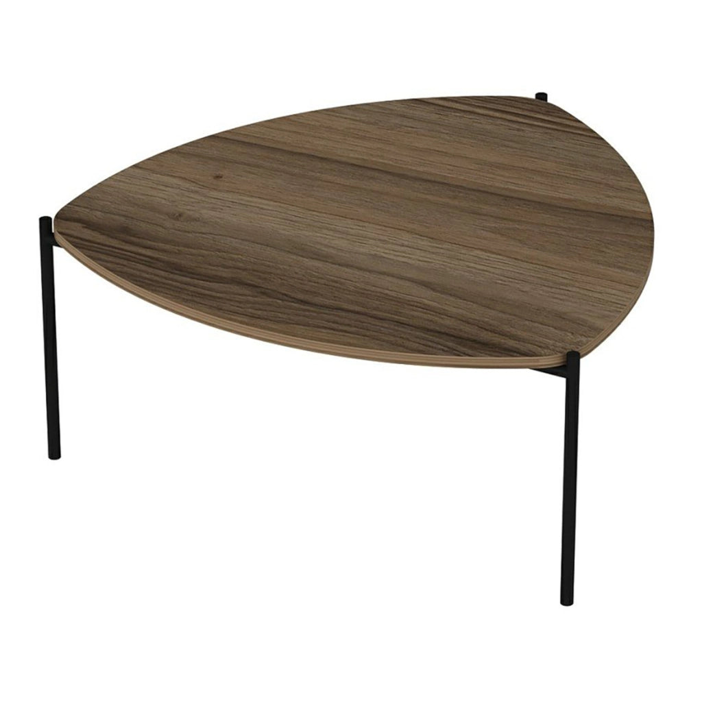 Tavolino Basso 'Gladsaxe' a Treppiedi - Piano Tavolo con Angoli Arrotondati -  color Noce [en.casa]