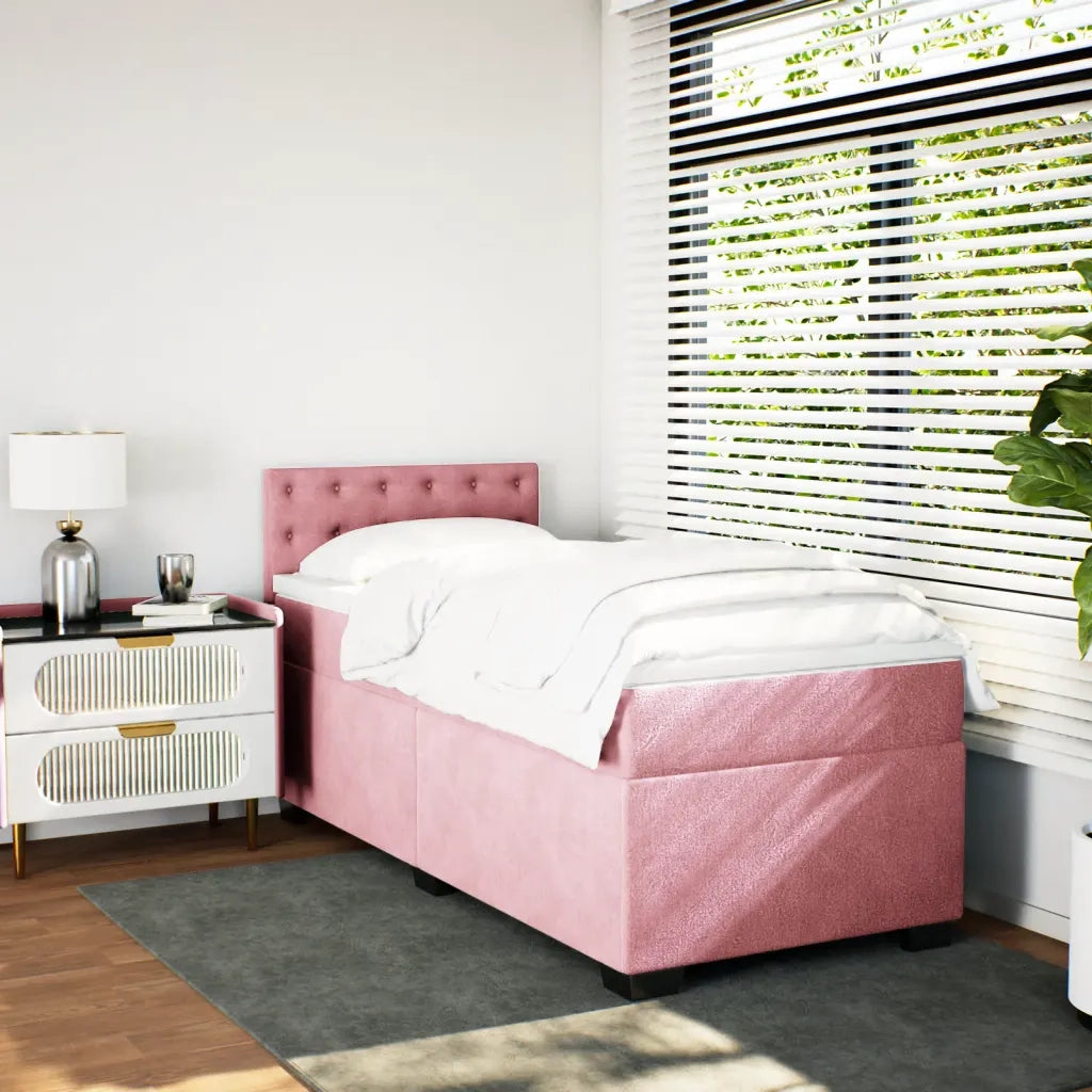 Giroletto a Molle con Materasso Rosa 90x190 cm in Velluto