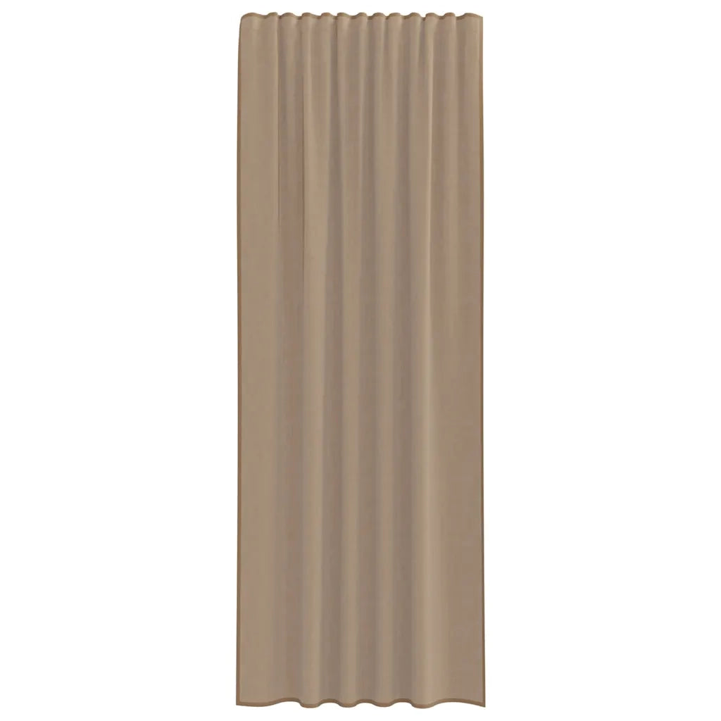 Tende in Voile con Tasche per Aste 2 pz Marrone Chiaro 4102225