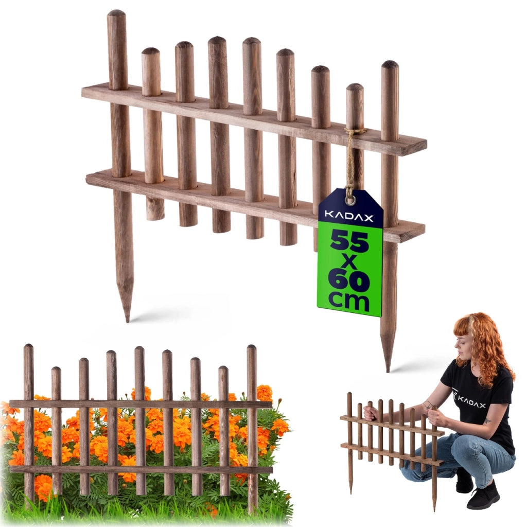 Recinzione da giardino in legno KADAX, bordura per aiuole 60x35 cm, legno di pino