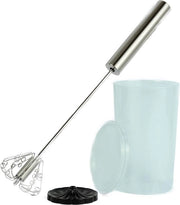 Quirl per latte, agitatore per latte, miscelatore manuale, elettrodomestico da cucina, in acciaio inossidabile, con misurino in silicone da 200 ml in acciaio inossidabile.