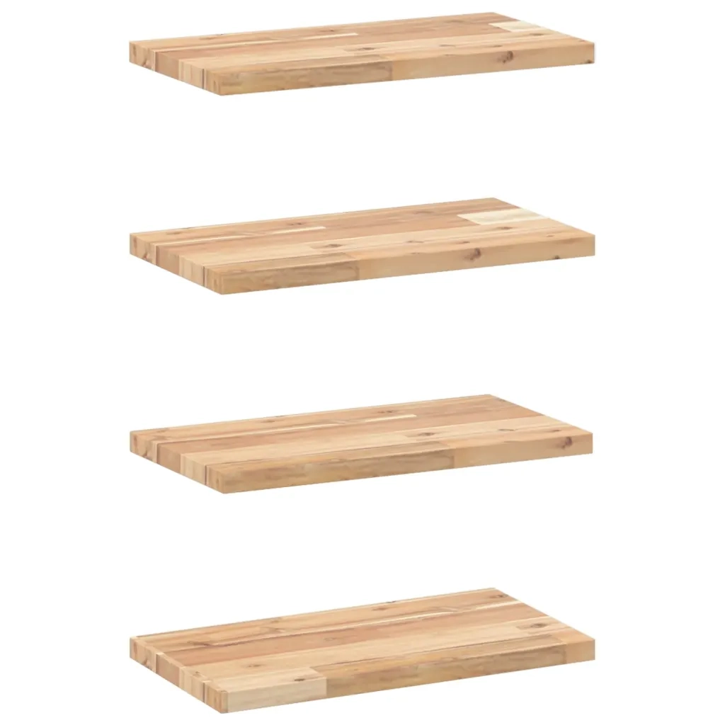 vidaXL Mensole da Parete 4 pz 60x20x2 cm Legno Acacia Non Trattato
