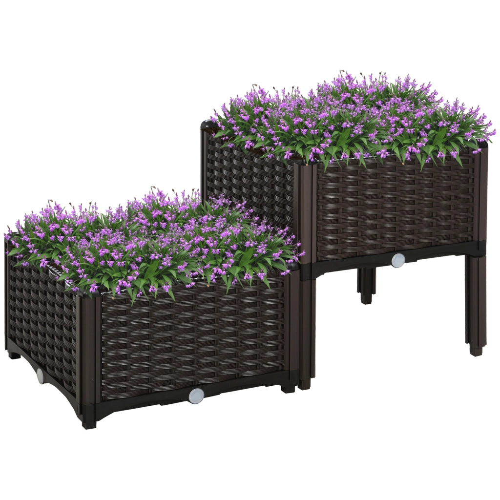 Vaso da giardino polyrattan effetto rattan ¨C zephmum ¨C marrone 40x40x44 cm