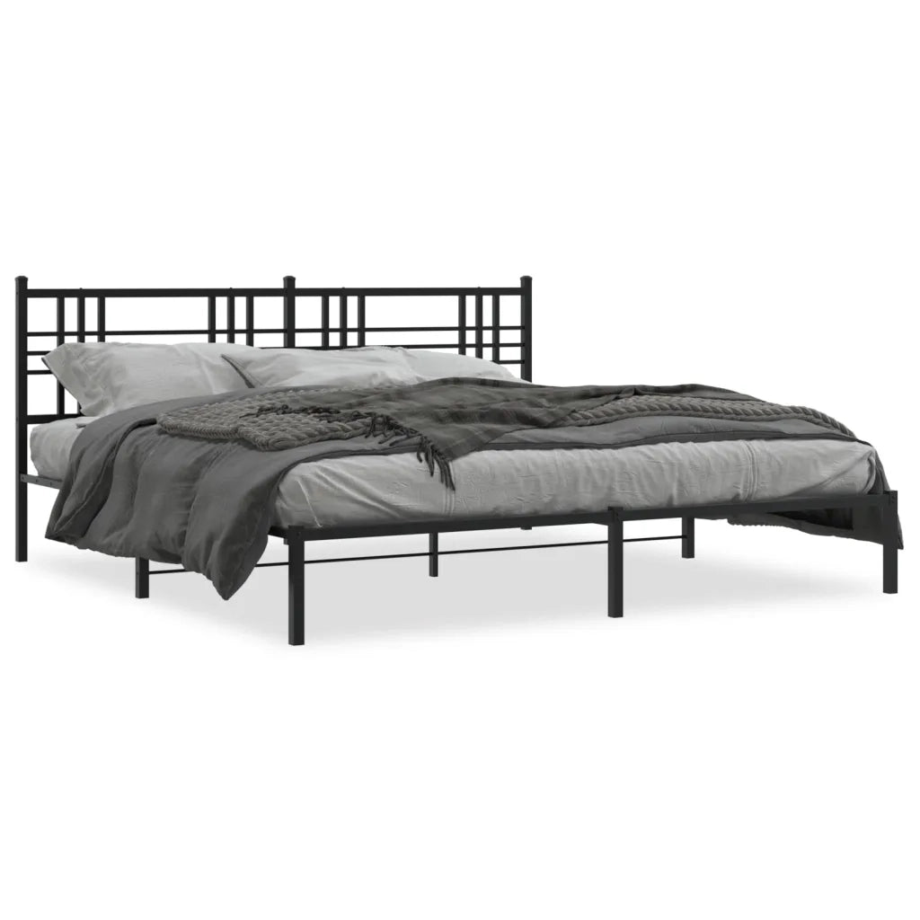 Giroletto con Testiera-Struttura Letto con testiera in Metallo Nero 193x203 cm 238046