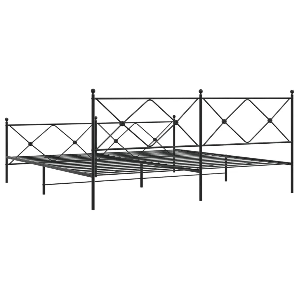 Giroletto con Testiera e Pediera-Struttura Letto Metallo Nero 193x203 cm 445983