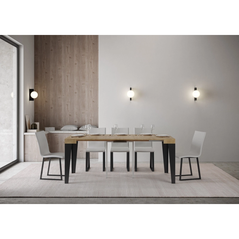 Consolle allungabile 90x40/196 cm Flame Small telaio Antracite - Quercia Natura