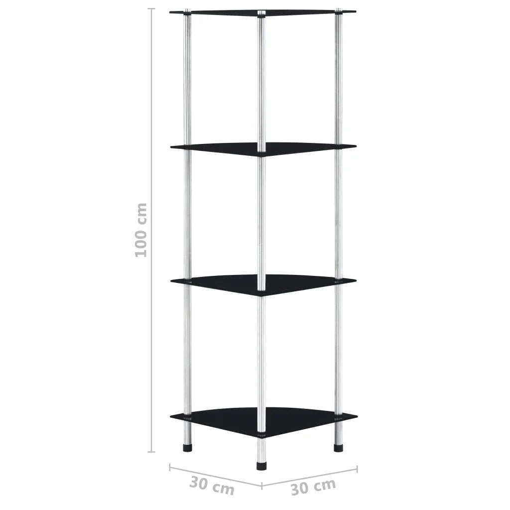 Scaffale a 4 Livelli Nero 30x30x100 cm in Vetro Temperato CFW9490289