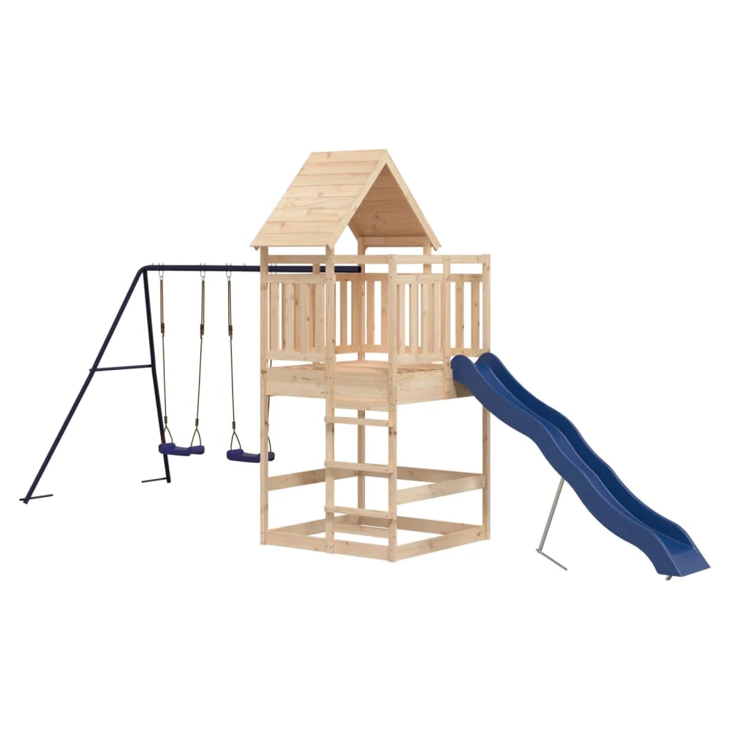 Altalena per parco giochi all'aperto scivolo altalena robusta giochi da giardino 553 x 206 x 264 cm legno di pino massiccio 02_0004942