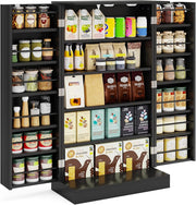 Credenza da cucina con 2 ante armadio portaoggetti con 17 ripiani e ripiani regolabili, dispositivo antiribaltamento 59 x 30,5 x 103 cm, per cucina, ingresso, soggiorno, nero