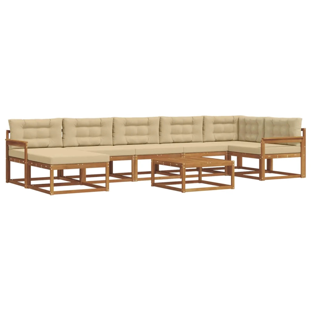 Set di divani da esterno con cuscino 8 pcs Naturale e Beige