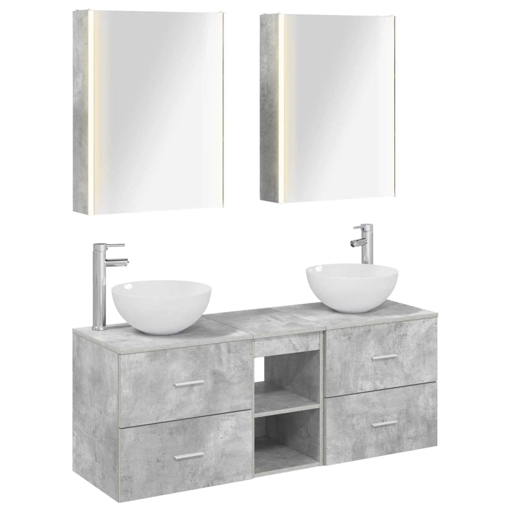 Set di mobili per il bagno 5 pcs Grigio Cemento 3406730