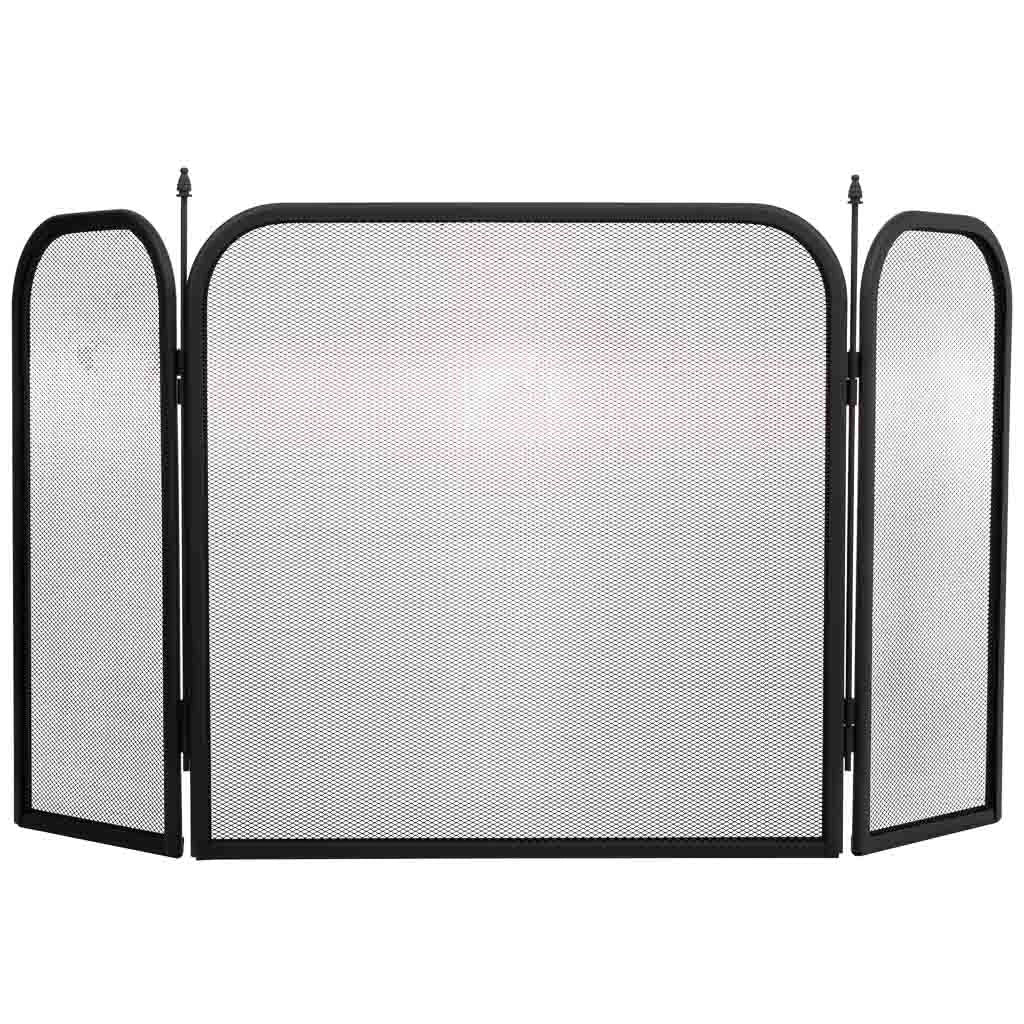 Paravento per camino in metallo nero 97x02x53h cm