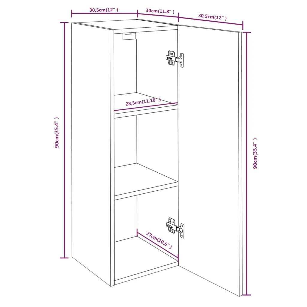 Mobili TV 4 pz-Credenza per TV Grigio Sonoma 30,5x30x90 cm in Legno Multistrato