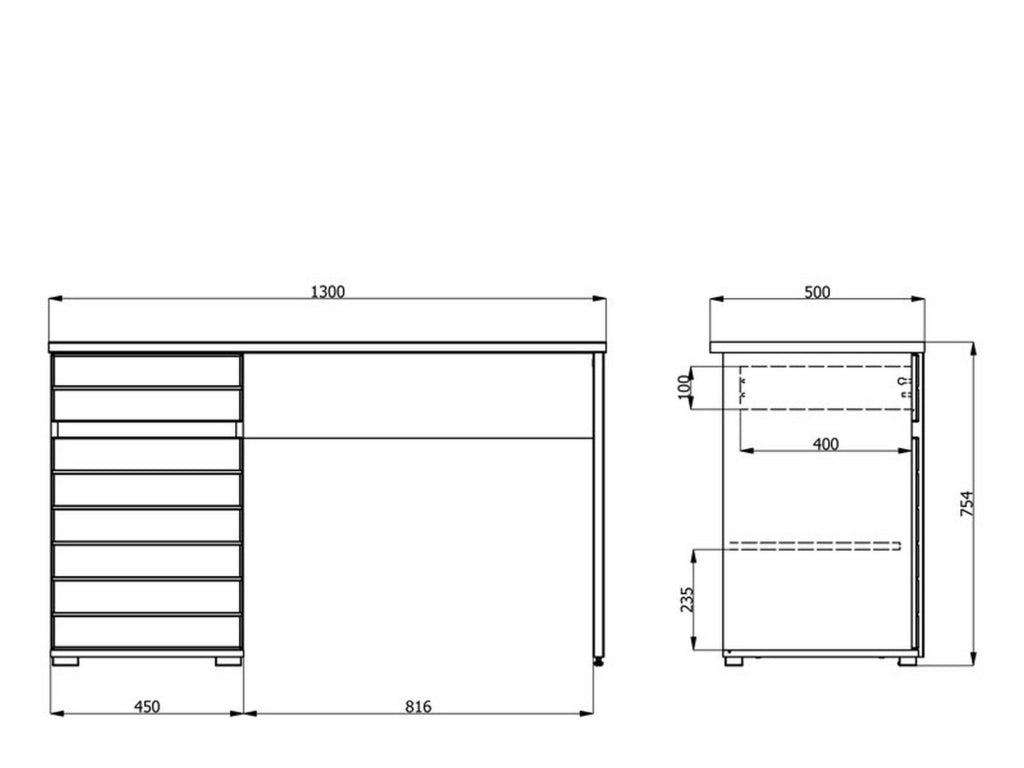 Cambio, Scrivania un Cassetto, 130x50x75.5h cm Marrone Rovere