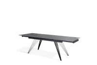 E-STYLO Tavolo allungabile con top marmo grigio in ceramica e gambe in metallo nero opaco, 90cm X 160/240 cmcm H. 76cm.