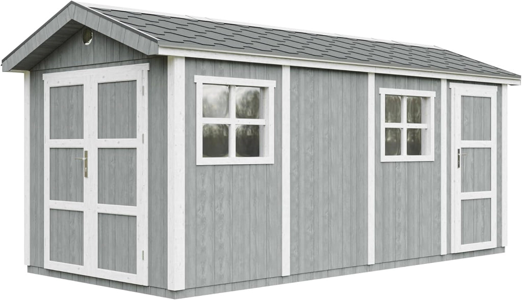 Casetta da giardino di qualit? premium 11,47 m² - H252x250x530 cm - Timbela M915C-CAVERN STEEL