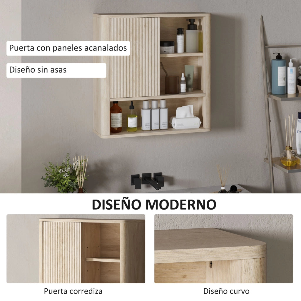 Mobile Pensile da Bagno con Ante Scorrevoli ¨C Xylo ¨C Bianco 60x20x62 cm 5 Ripiani