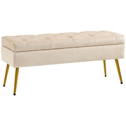 Panca contenitore imbottita effetto velluto ¨C Xylo ¨C Design trapuntato beige 102x35x43cm