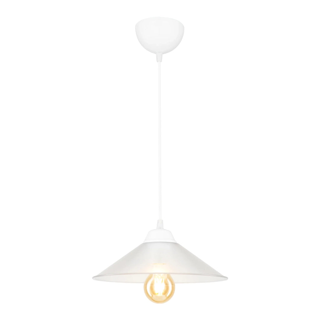 Lampadario lampada a sospensione plastica altezza 48 cm attacco E27 bianco/trasparente 03_0007498