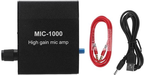Amplificatore per Microfono Alta Sensibilità - 1000 Volte Amplificazione - Interfaccia 3,5 mm - Lega di Alluminio - Formato Compattibile - Microfono