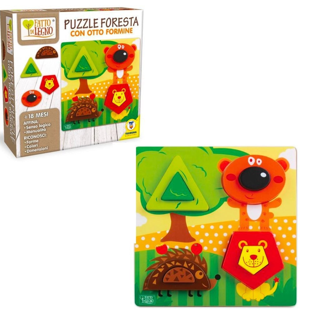 Trade Shop - Puzzle In Legno Foresta Animali 8 Formine Gioco Educativo Abilità Per Bimbi 18+ -