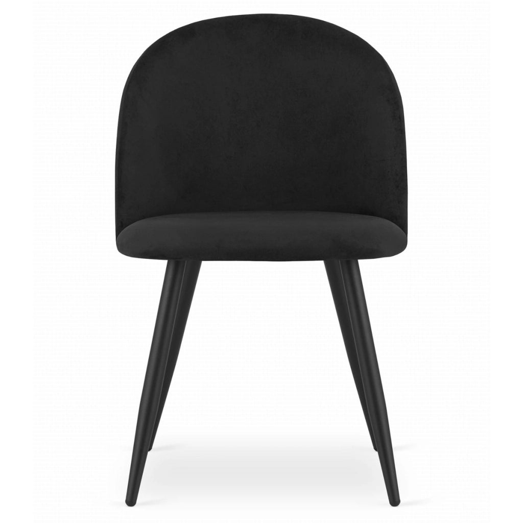 Set di 2 sedie Bello in velluto nero con gambe in metallo