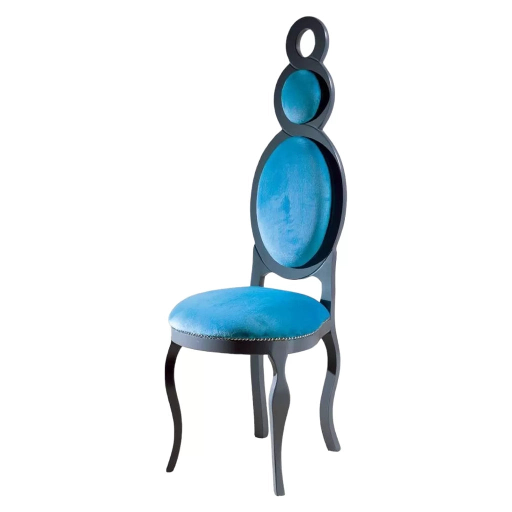 Sedia imbottita in legno laccato grigio/azzurro - Mobili 2G
