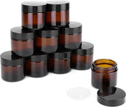 Contenitori di vetro di colore ambra (10 pezzi, 60 ml) con coperchi neri - UV protettivo - Per oli essenziali, lotioni