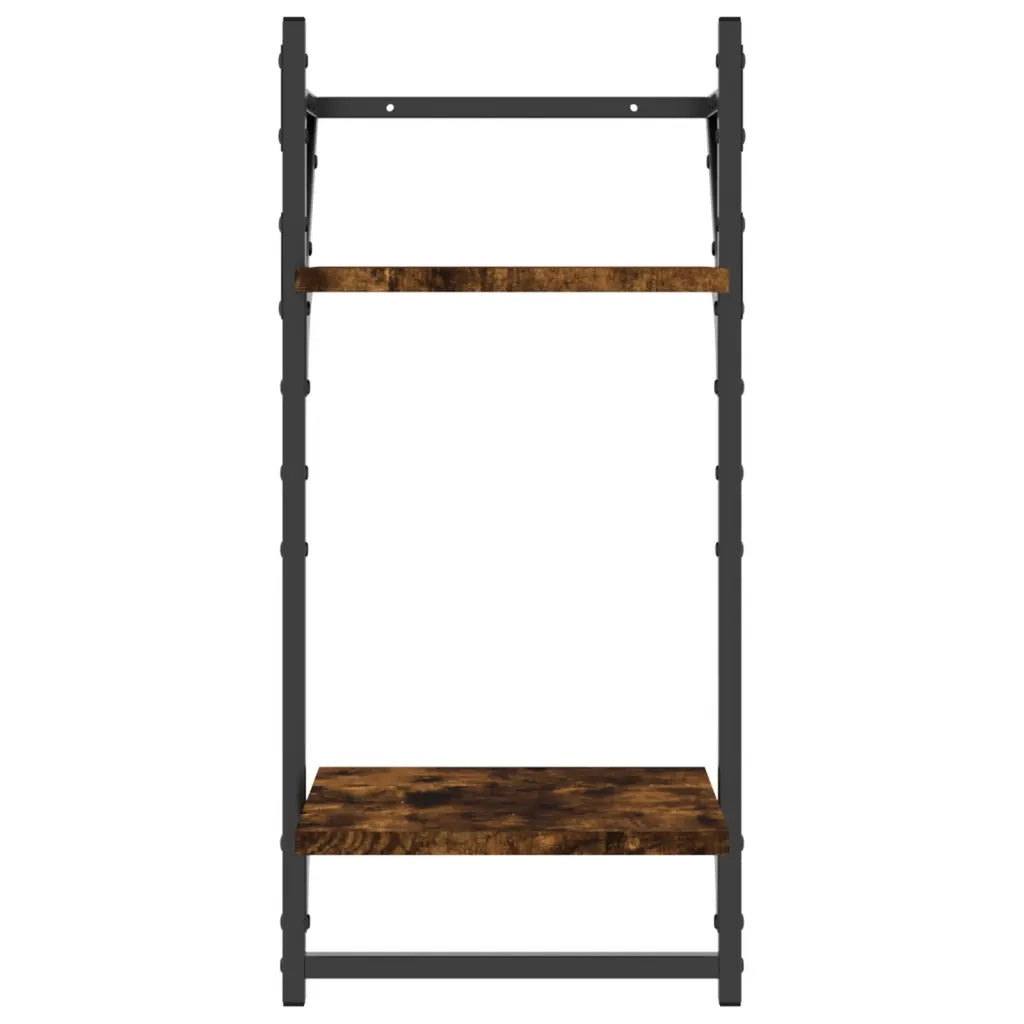 Mensole a Parete con Aste 2pz Rovere Fumo 30x25x65 cm