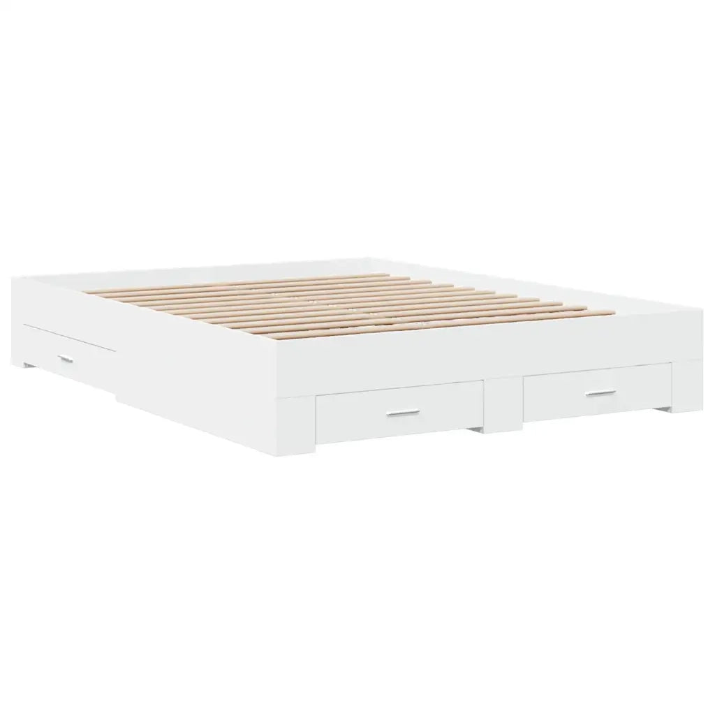 Giroletto con Cassetti Bianco 150x200 cm in Legno Multistrato 3280377