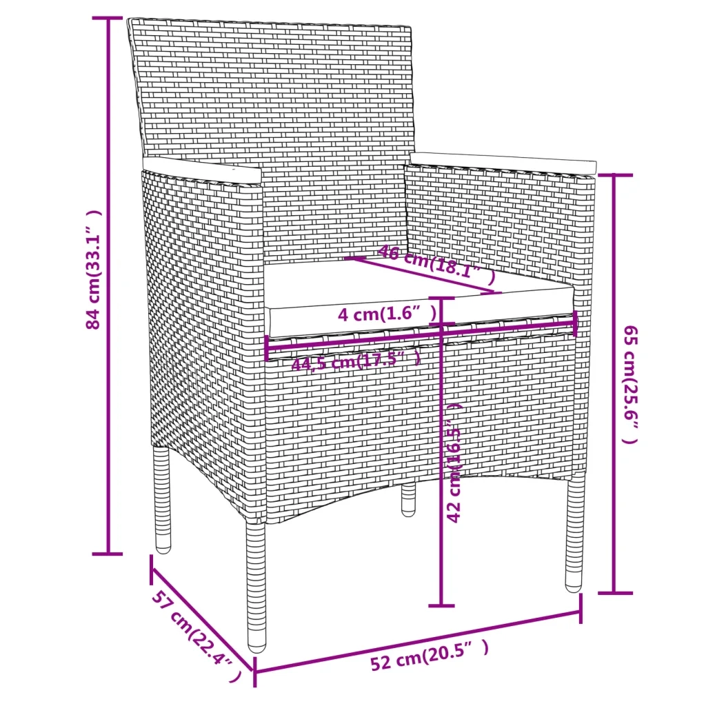 Set Mobili da Pranzo per Giardino 3 pz in Polyrattan Grigio 3098026