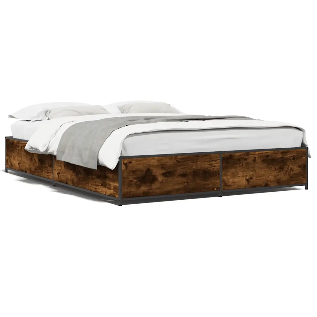 Giroletto-Struttura Letto Rovere Fumo 135x190 cm in Legno Multistrato Metallo 511109