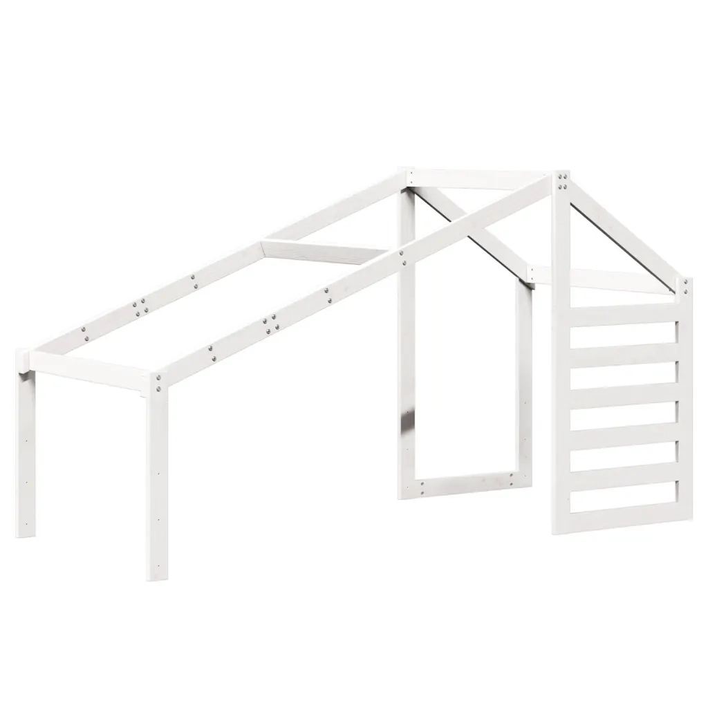 Letto a Soppalco con Tetto Bianco 75x190 cm in Legno di Pino 3281984