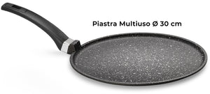 Set 4 Pezzi Bistecchiera + Piastra Multiuso in Alluminio Pressofuso Antiaderente Olympia Hard Cook