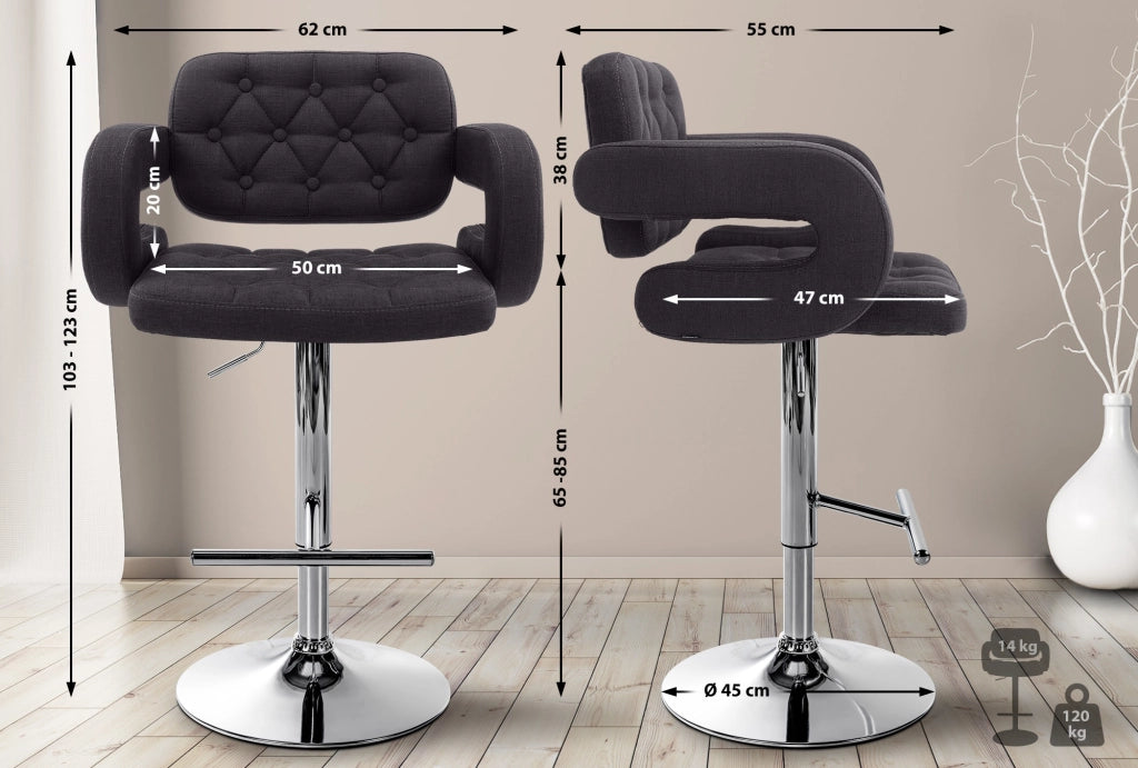 Set 2 Sgabelli Design Dublin In Tessuto nero