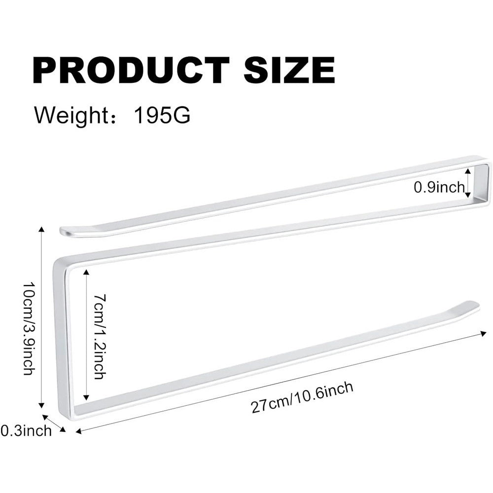 Trade Shop - Portarotolo 27cm Sottopensile Senza Forare Per Cucina Bagno Porta Asciugamano -