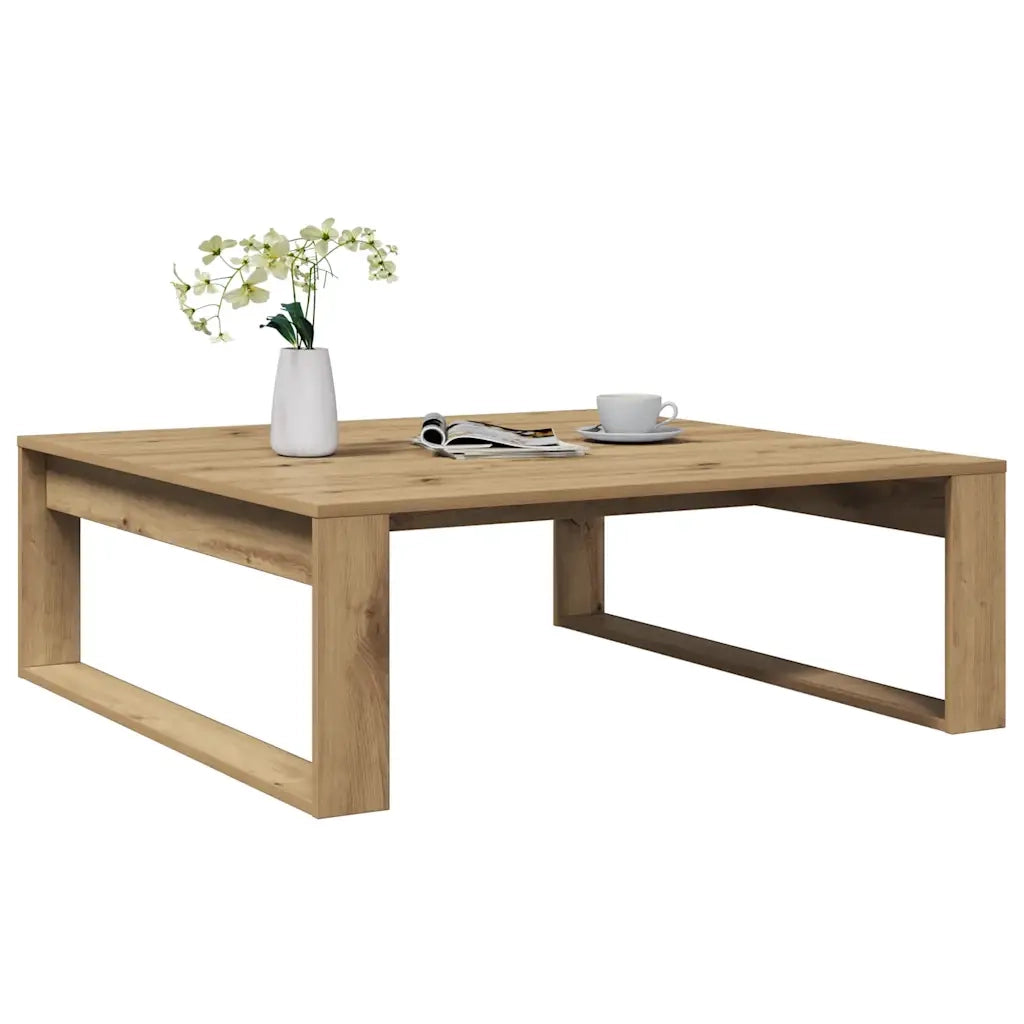 Tavolino Salotto Rovere Artigianale 100x100x35 cm in Truciolato