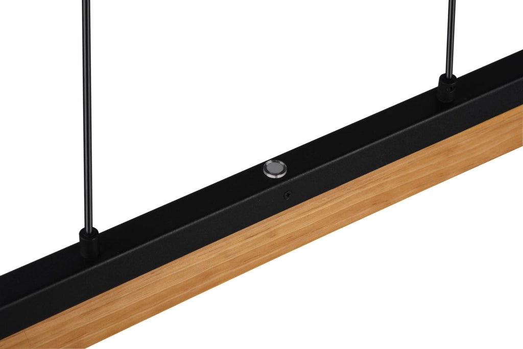 Lampada a sospensione LED Kerala nera legno 90cm Trio