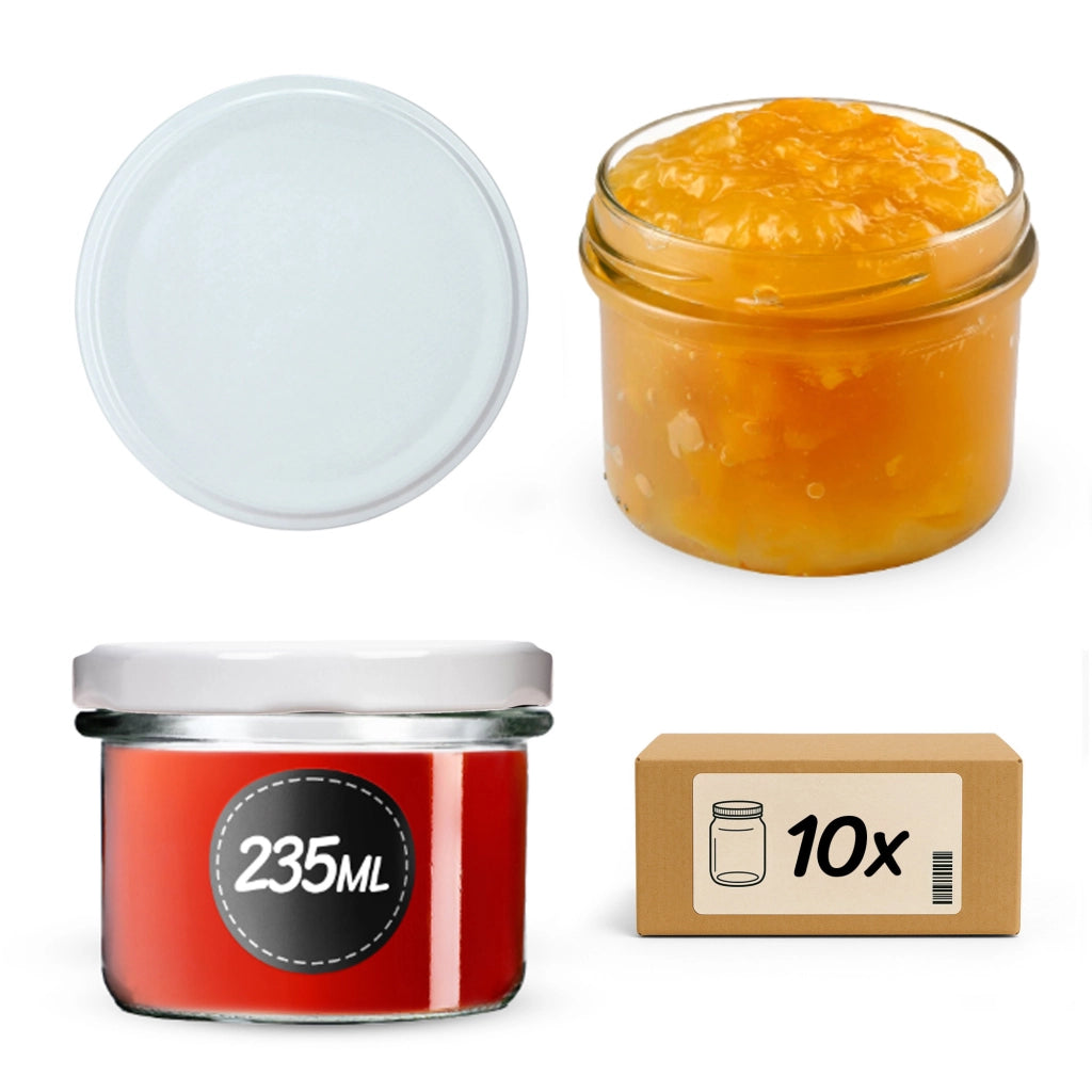 KADAX 10 barattoli di vetro da 235 ml per conserve, coperchi di patè di marmellata Fi82