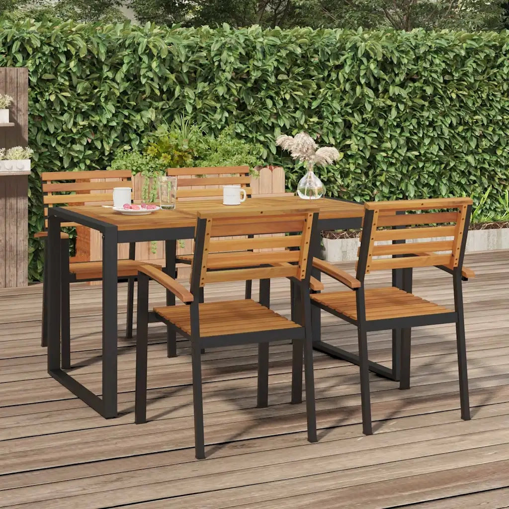 Tavolo Giardino con Gambe a U 140x80x75cm Legno Massello Acacia 319515