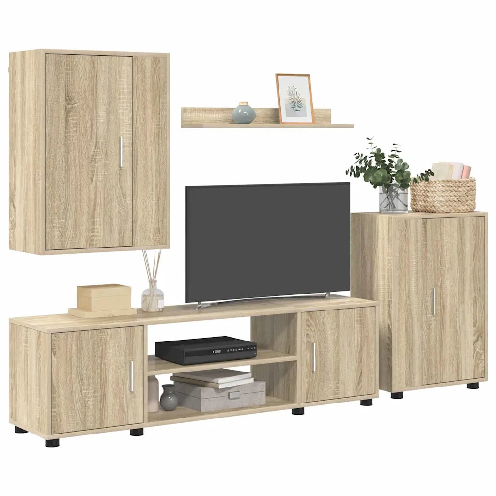 vidaXL Set di mobile TV da 4 pezzi 4 pcs rovere sonoma