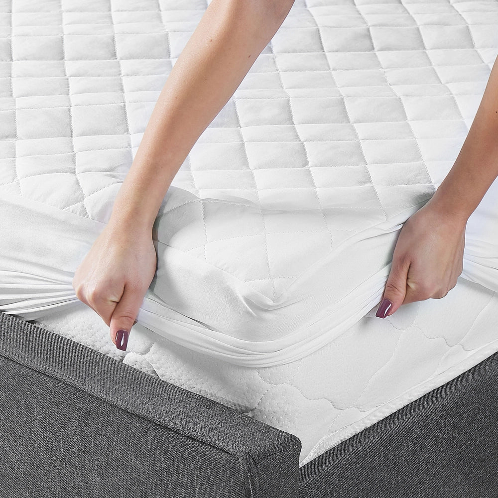 Proteggi materasso copri materasso trapuntato matrimoniale 140 x 200 cm cotone japara bianco