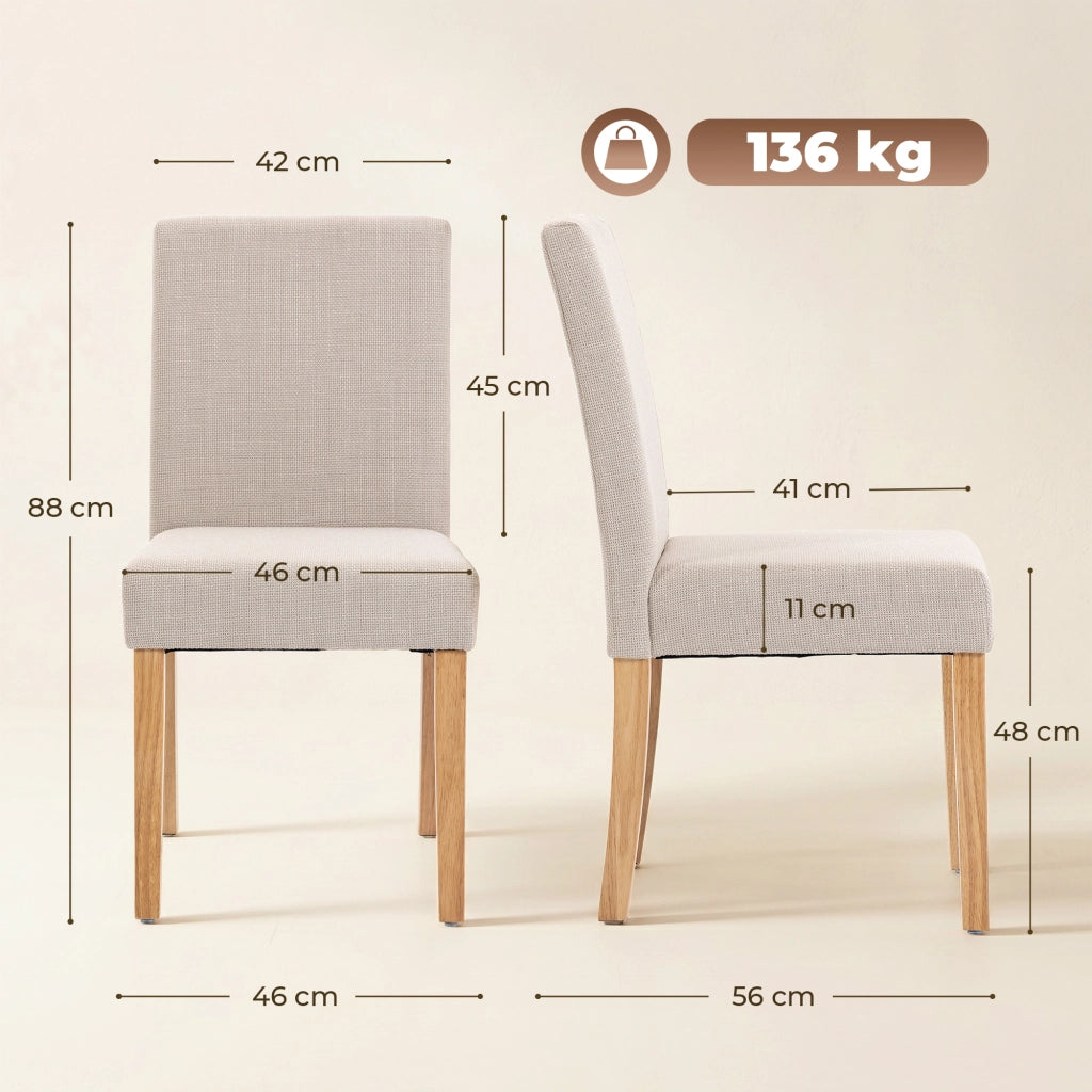 Set di 2 Sedie da Pranzo Imbottite ¨C zephmum ¨C Legno di Hevea, Grigio