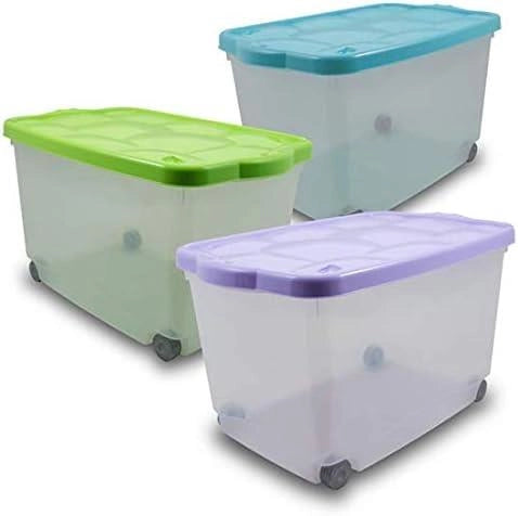 CONTENITORE MULTIUSO TRASPARENTE CON RUOTE - COLORI ASSORTITI 60LX40PX36H  LT.