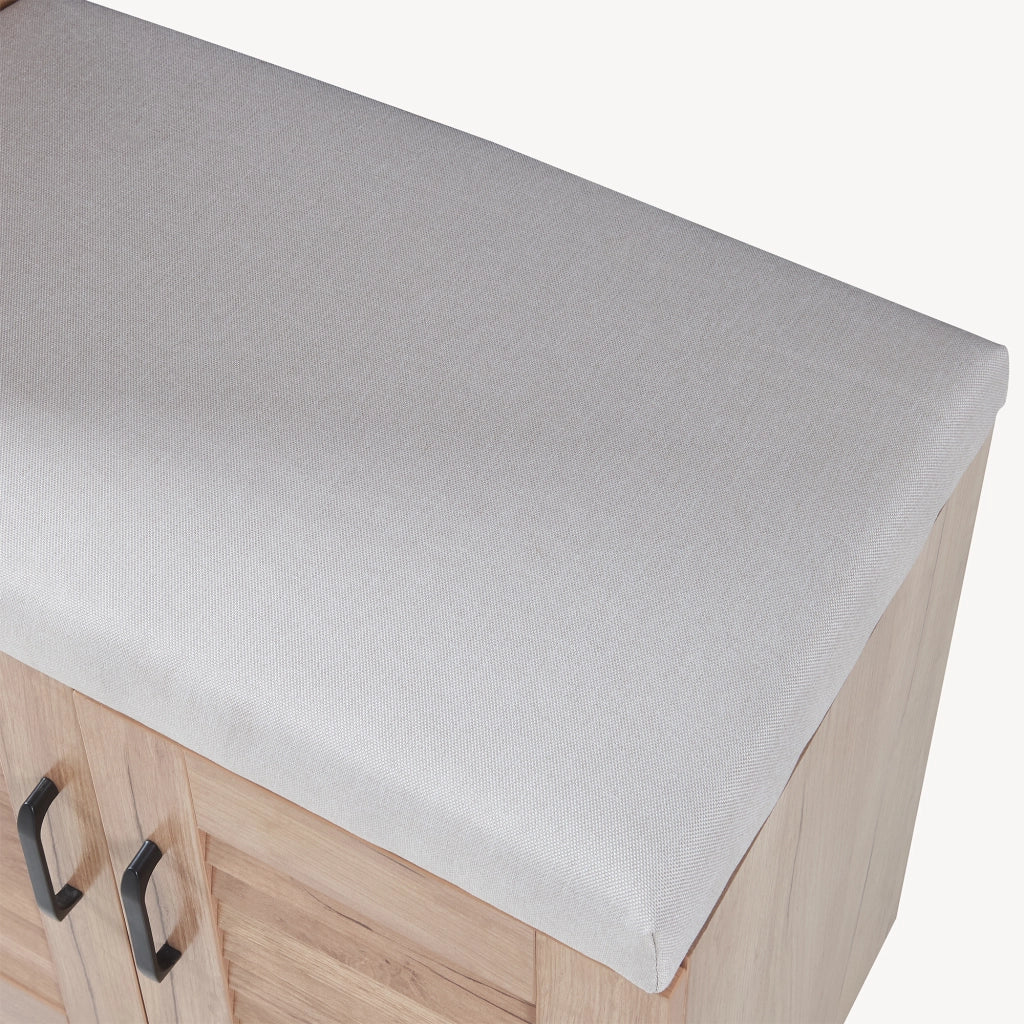 Set Løten di Armadio Scarpiera e Panca 97 x 120 x 36 cm Effetto Rovere [en.casa]