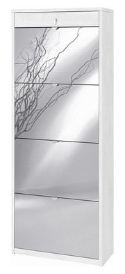 Scarpiera specchio naturale 4 ante 1 Cassetto H164 L63 P29 Cm  Bianco ossido Sarmog