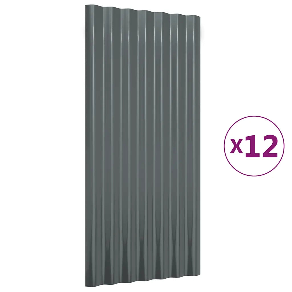 Pannelli Tetto 12 pz Acciaio Zincato Antracite 80x36 319136