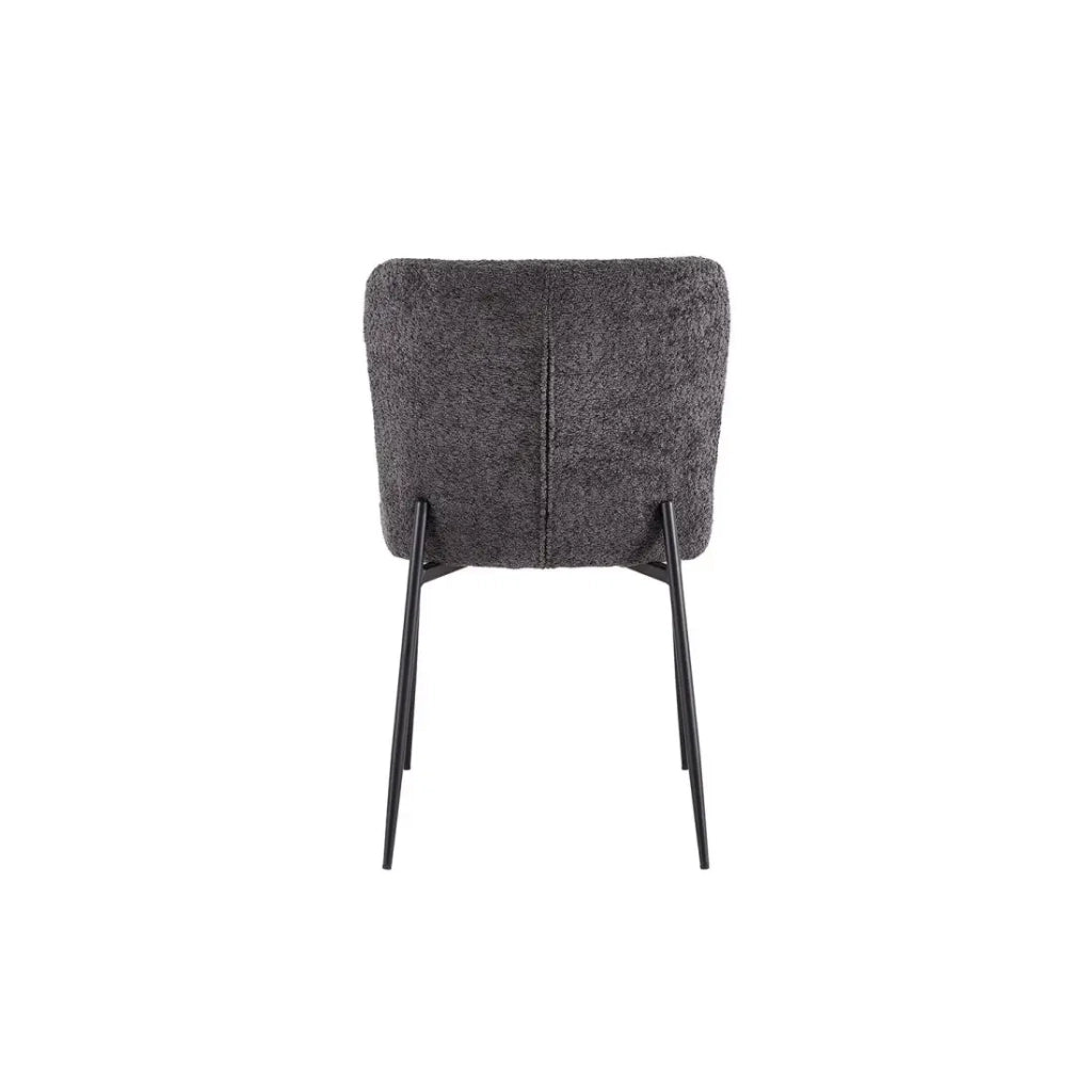 Sedia rivestita in Bouclé per sala da pranzo colore Grigio Scuro. Collezione LISE
