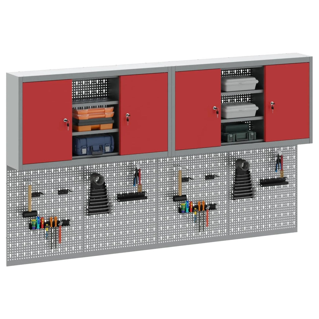 Set di armadi per attrezzi con lo scaffale 6 pcs Rosso 3321409