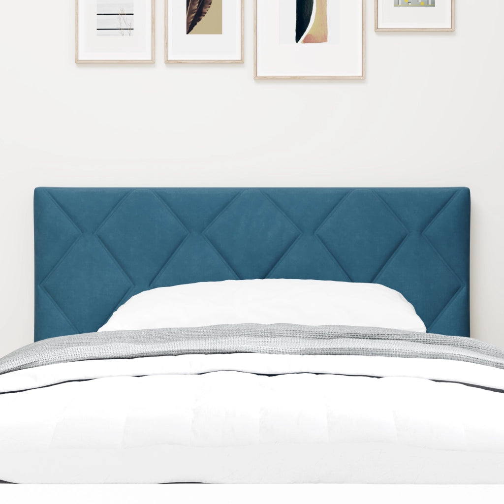 Testiera  con design a blocchi diamante blu scuro 90 cm in velluto